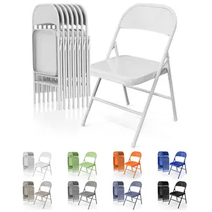 Ubesgoo 8-Pack Folding Chairs All-Steel Metal Frame 350 lb Load Capacity Durable Portable Versatile Indoor Outdoor Use Vibrant Orange Cool Blue Classic Black Neutral Khaki