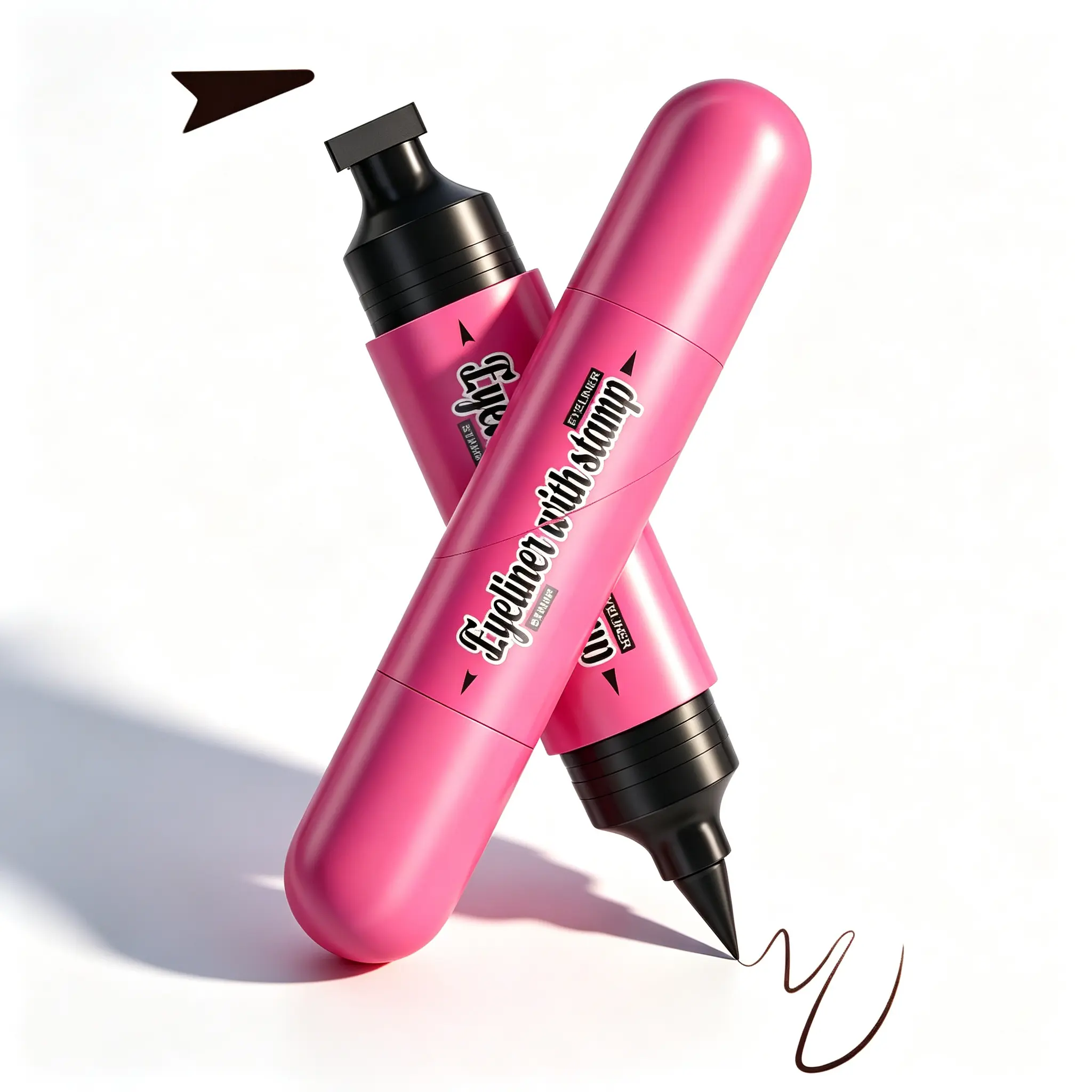 Upgraded Rotating Eyeliner Stamp Pen – Dual-Ended Wing Stamp & Eyeliner, Quick-Dry, Smudge-Proof, Easy Cat Eye Makeup for Beginners