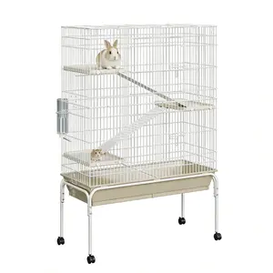 Garvee 4-Tier Large Critter Nation Cage, 55" High, with Water Bottle, Bowl, Deep Tray, and Wheels - Suitable for Guinea Pigs, Chinchillas, Rabbits, Rats, and Sugar Gliders