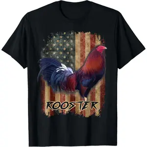 Rooster Shirt Cock Fight US Flag T-Shirt