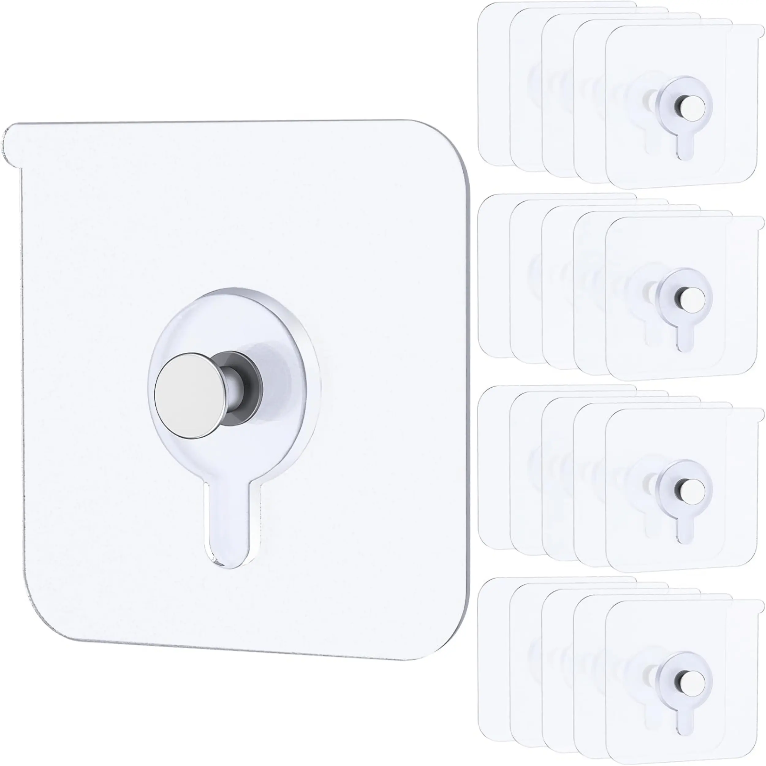 Heavy Duty Adhesive Wall Hooks 20 Pack No Drill Picture Hangers for Frames & Decor, Strong Sticky Hooks Hold 20 lbs, Nail Free Wall Mount Hooks for Bathroom, Kitchen & Home Organization