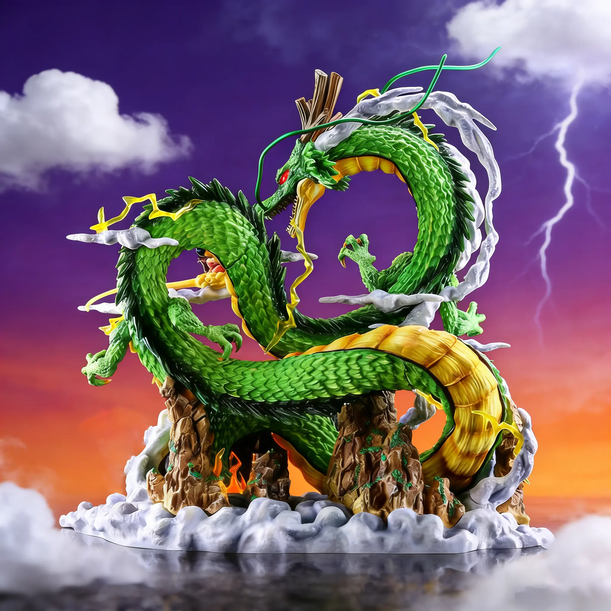 24CM Green Dragon Sculpture with Detailed Base, Premium PVC Collectible Figurine, Unique Desktop & Home Decor Ornament, Creative Holiday Gift for Hobby Collectors