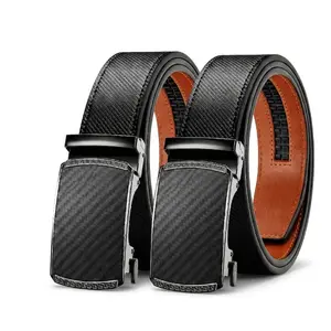 HAGIG Mens Belt Leather Ratchet Belt - Customizable Fit, Effortless Style (2Pack)