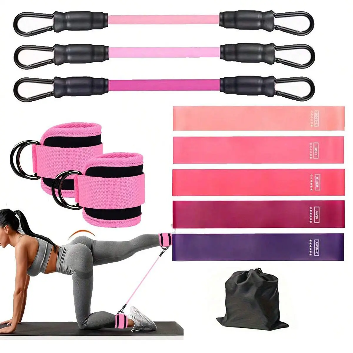 Three gradient pink resistance bands
