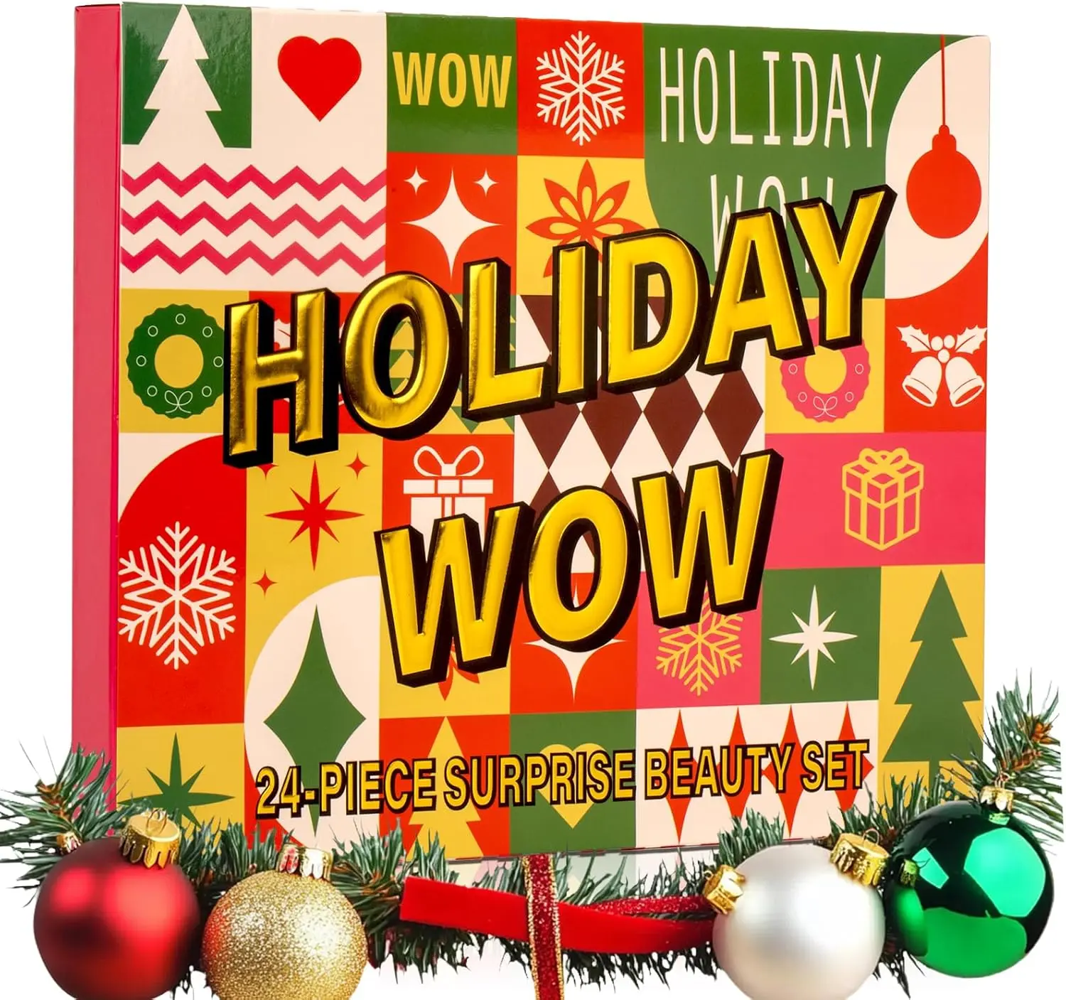 Holiday Wow Makeup Advent Calendar 2025 for Teen Girls & Women 24 Days of Beauty Surprises Full Kit Gift Set Christmas Holiday Cosmetics Box