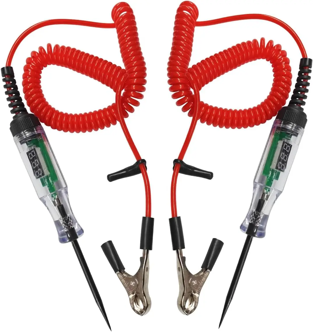 Automotive Test Light, 5-90V LED Digital  Tester Display with Voltmeter, Bidirectional Light Circuit Tester with Extended Spring Wire & Probe, Auto Electric Test Pen for ,  (2 Sets)