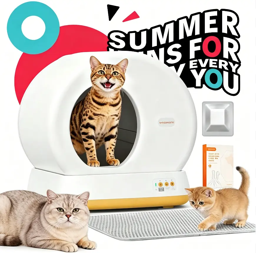Meowant Automatic Cat Litter Box - Self-Cleaning Litter Tray, Odor Removal, APP Control, Included Mat & Liner, Ideal Gift for Cat Lovers (Pet Supplies), Automatic Litter Box