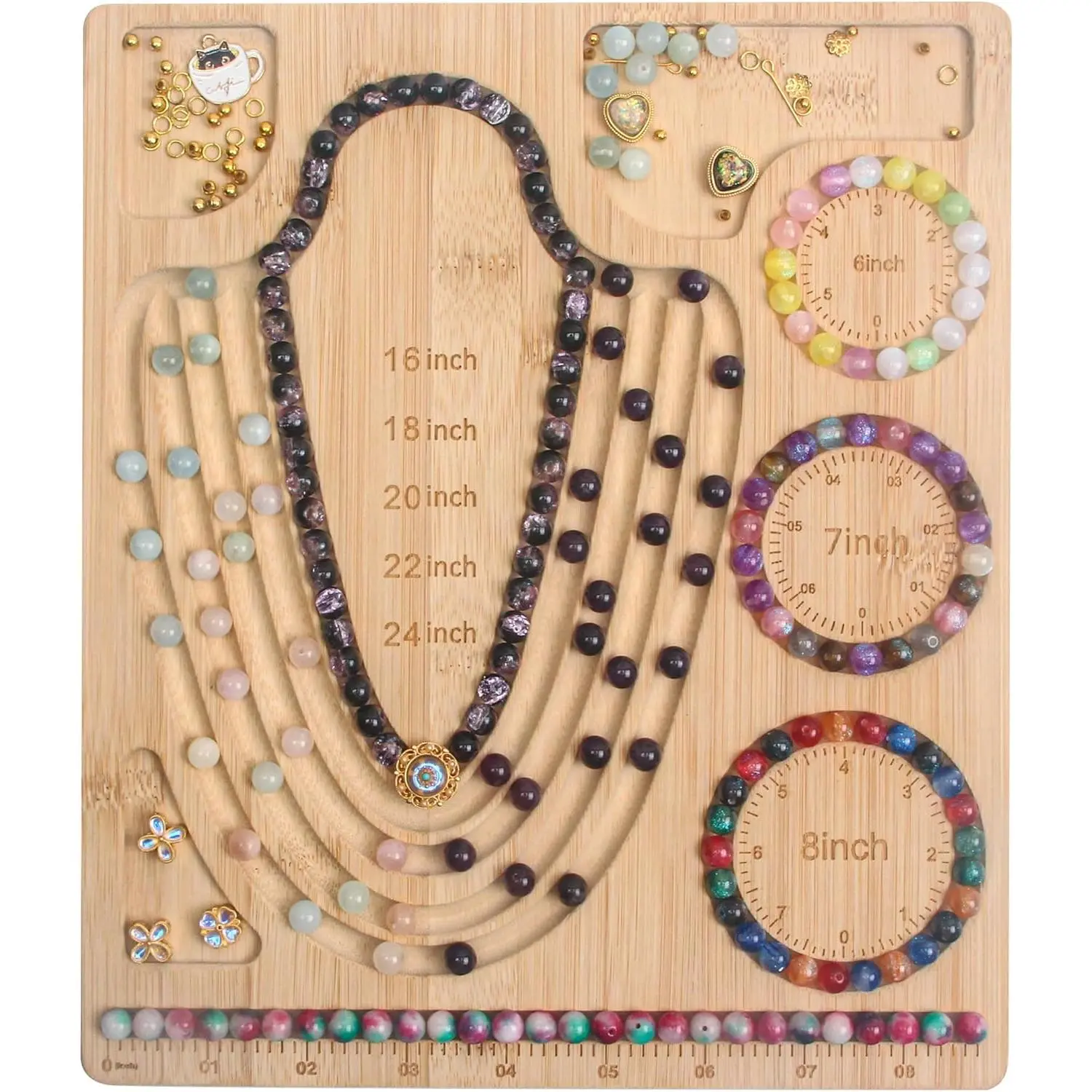 Bead Board for  Making,  Beading Tray Design Mat for Necklaces, Bracelets, and Crafts. Portable Bracelet Sizer  Making Supplies