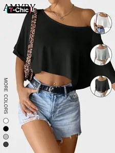 Women's Asymmetrical Short Sleeve Top, Casual Tie Dye Fitted Tee, All-Season Streetwear, Loose Fit, Perfect for Fitness and Dance, mardi gras , aries baby tee propse , thragg invincible , maya and miguel , betty boop, chrome heart , tillys  ,  edikted