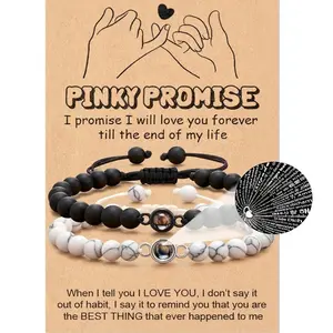 white قلب bracelets & bangles, 2 Pcs of 100 Languages "I Love You" Bracelets, Perfect Gifts for Couple, Soulmate, BF,GF, Fiance, Family, Mother Daughter/Mother Son/Dad Daughter/Dad Son Bracelets - Ideal for Anniversaries, Valentine's Day, for Him and Her