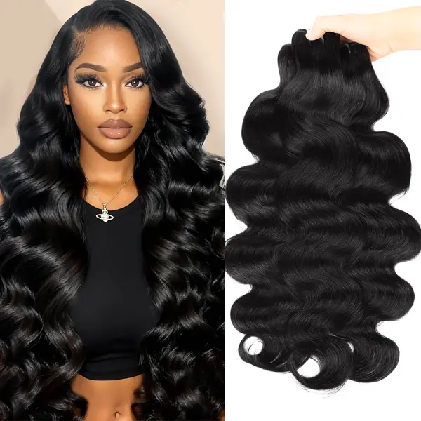 ALI LOVE 15A Brazilian Raw Virgin Body Wave Bundles Human Hair No Tangle Shedding Triple Lifespan Soft Natural Black 100g 14-30 inches Salon-Quality