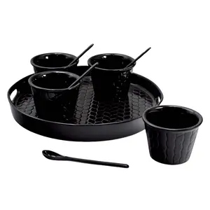 Temp-tations Carved Willow Round Stoneware Serving Set