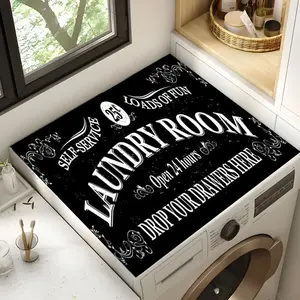 Laundry Room Pattern Washing Machine Dustproof Design Mat, Absorbent Countertop Pad, Fast Dry Fridge Mat, Microwave Dustproof Cover, Household Dust Cover