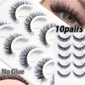 Reusable Self-Adhesive False Eyelashes, No Glue Needed, Easy to Wear and Remove, Perfect for Cat Eye Makeup, Dense and Voluminous Lashes, Volumized False Eyelashes