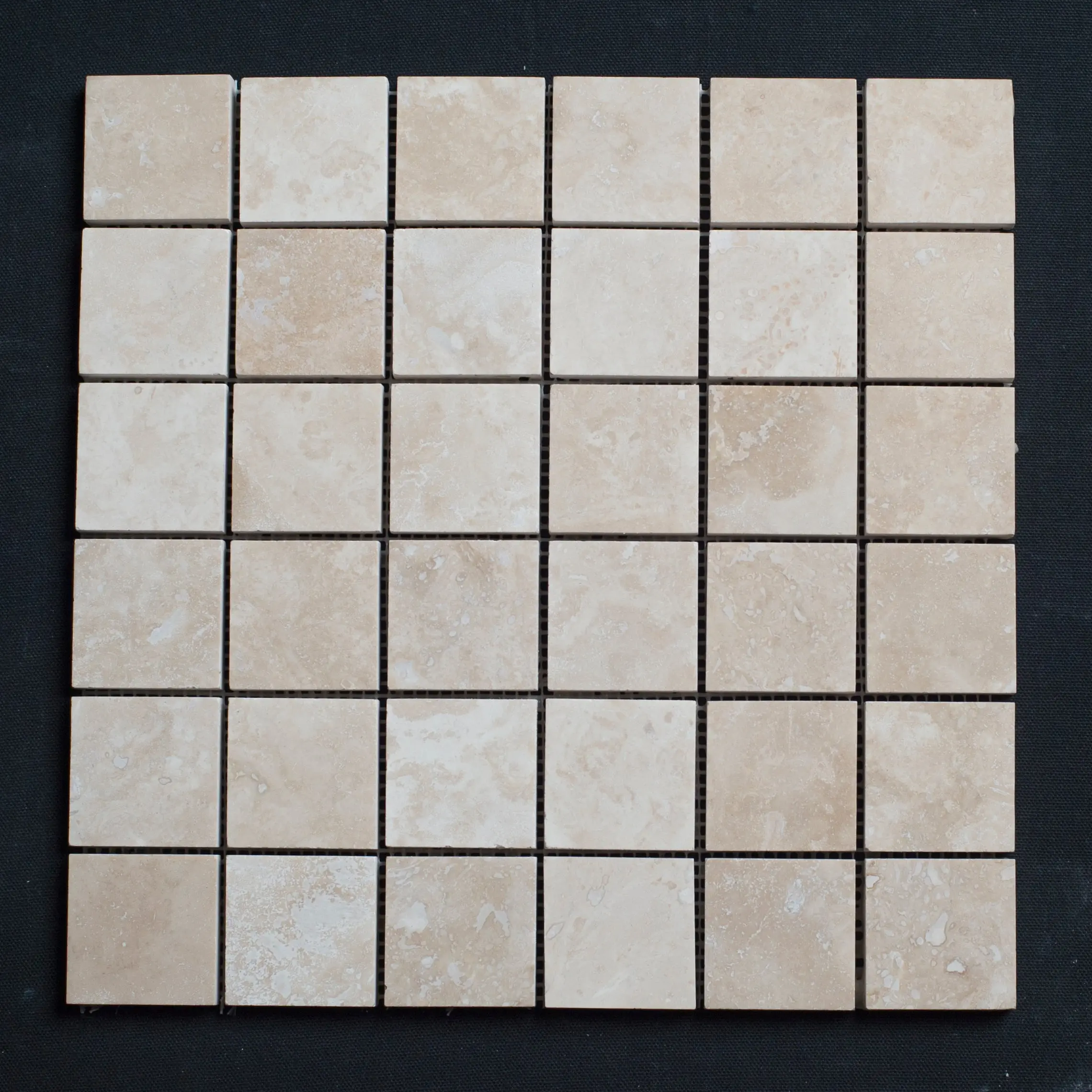 2"x2" Honed and Filled Ivory Travertine Mosaic Tiles, Ideal for Kitchen Islands, Commercial & Traditional Home Improvement Flooring/Roofing