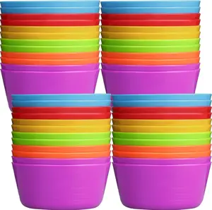 24 Pcs Kids Plastic Bowls 10 oz Cereal Bowls - Lightweight, Dishwasher Safe, Microwave Safe - Tableware
