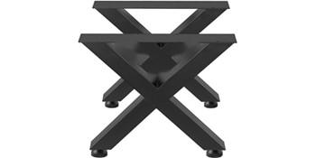 Set Of 2 Steel Dining Table Legs, 28-Inch High, 24-Inch Wide, Heavy-Duty 3.1-Inch Square Box Section X-Frame, Black Industrial Country Style Metal Table Legs For Dining Room And Kitchen