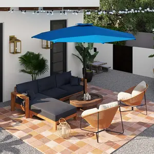 9ft Outdoor Patio Umbrella with Push Button Tilt Crank 8 Sturdy Ribs for Market Beach Pool Garden Deck Backyard Terrace Restaurant