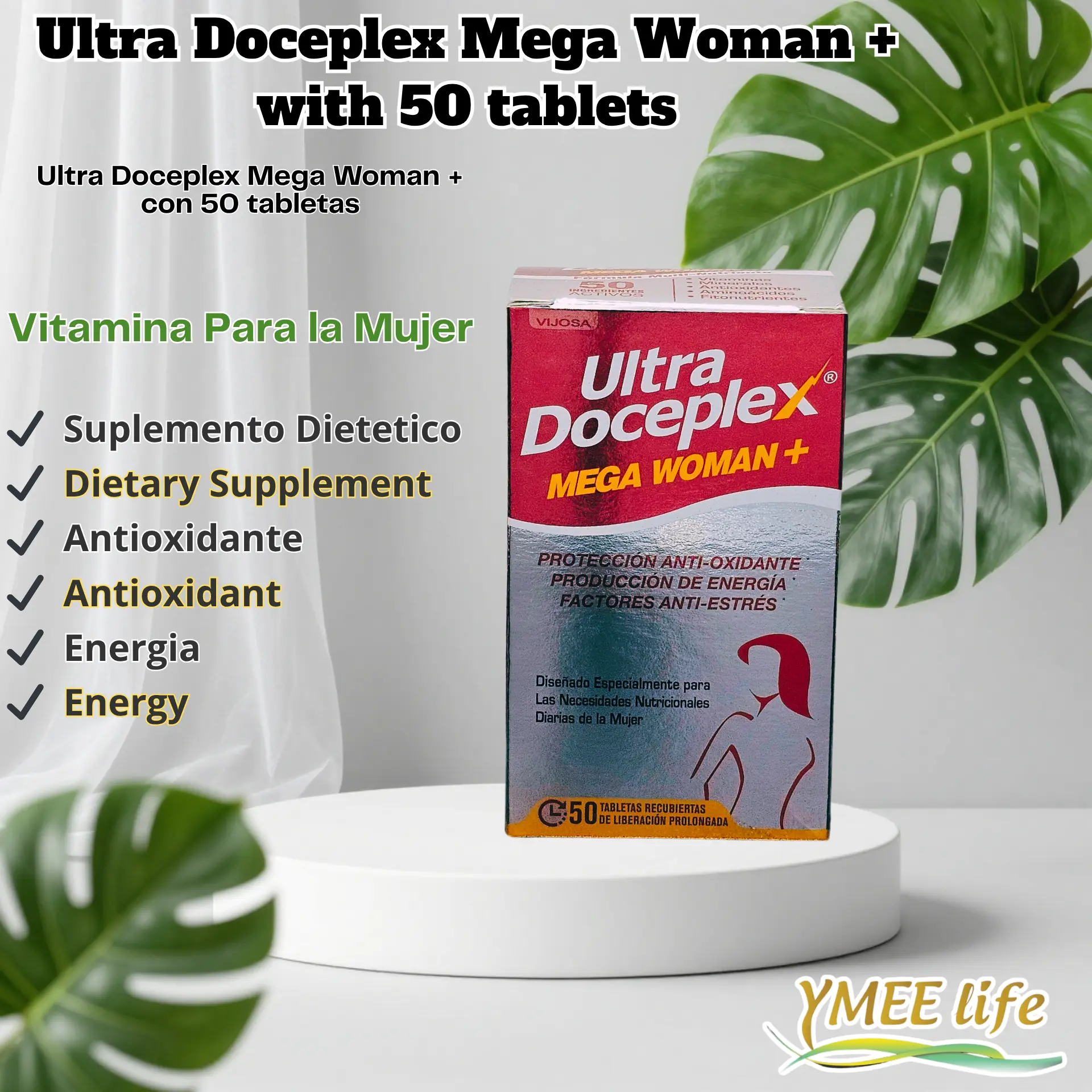 Ultra Doceplex Mega Women's Daily Multivitamin Dietary Supplement - Dietary Vitamins with Vitamin C, 50 Tablets
