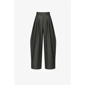 Pinstripe Barrel Pleated Trousers