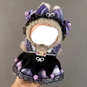 Kuromi Gothic Anime Magical Girl Super Hero Dress Bow Cute Fashionable Labubu Anime Costume Cosplay 17cm Doll Clothes