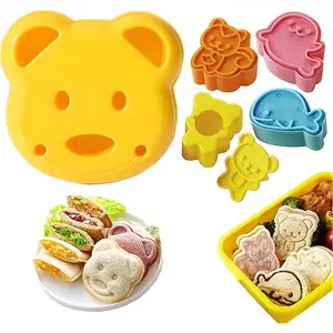 Animal Shaped Sandwich Cutter Set, 5 Counts/set Cute Cartoon Sandwich Cutting Cutter & Sealer, Bread Cutter Embosser Baking Mold, Bakeware, Baking Tools, Baking Utensils Supplies for Home Kitchen, Cookie Cutters for Home, Baking Accessories