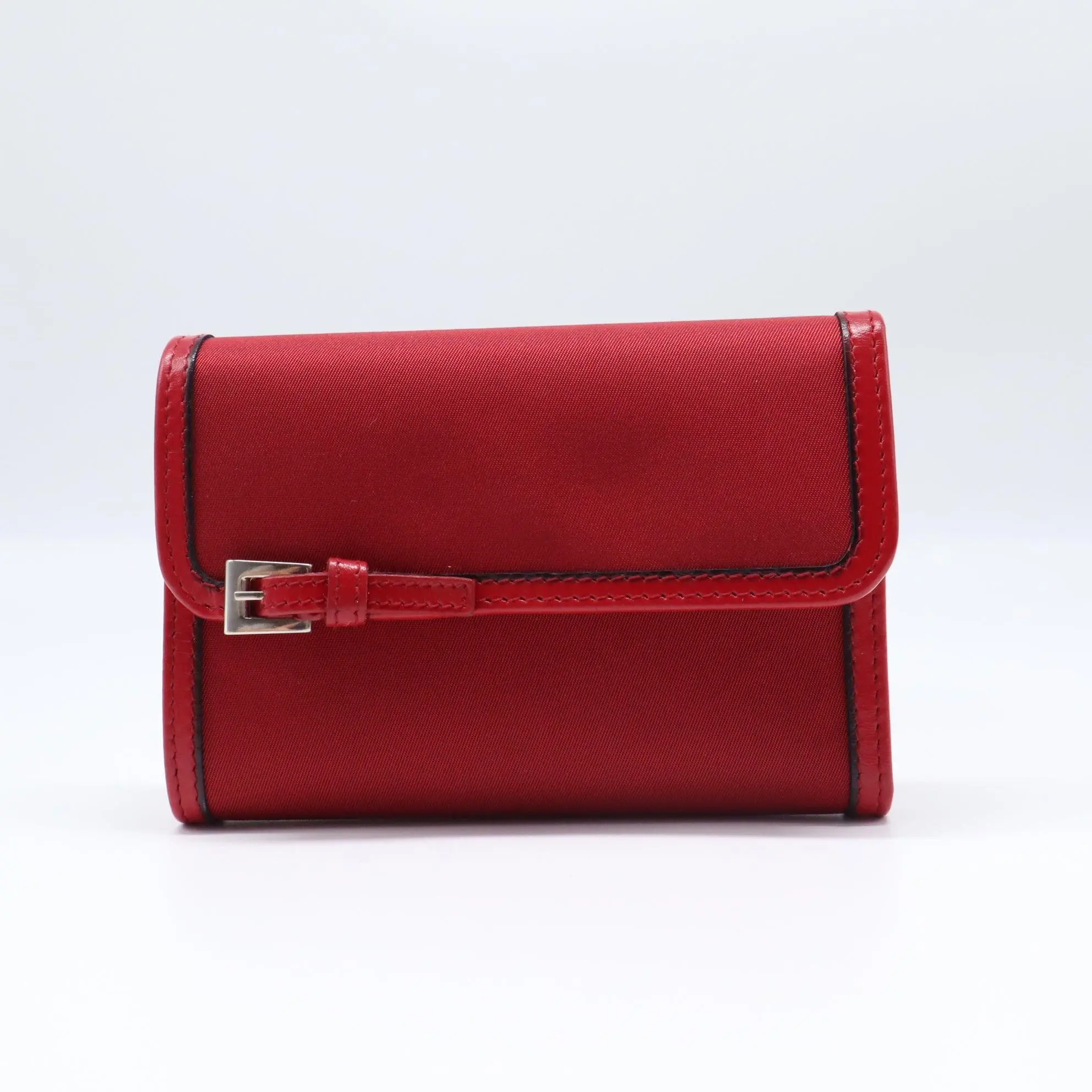Pre-owned PRADA nylon Small Leather Goods Saffiano Tessuto Trifold Wallet W21722