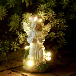 ISUNMEA Angel Garden Decor Statue Solar Angel Decorations for Yard Outdoor Decorations for Patio Gift for Mom  Solar Waterproof Lamp Post Lights