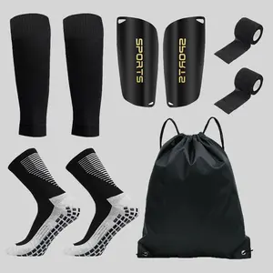 Professional Football Training Set (9 Counts/set), Sports Socks & Shin Guard & Shin Sleeve & Tape Set, Outdoor Sports Accessories for Men & Women, Track Socks, Soccer Training Equipment, Football Equipment
