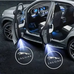 4-Pack Jaguar Logo Car Door LED Welcome Projector Lights, Compatible with Jaguar XE/XF/F-Type/E-PACE Series Vehicles, Peel-and-Stick Non-Destructive Drill-Free Waterproof Courtesy Lights
