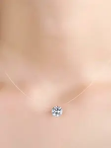 Elegant Mermaid Tears Zirconia Necklace, Invisible Line Design, High-End Clavicle Chain, Versatile Jewelry Accessory, Pendant with Zirconia
