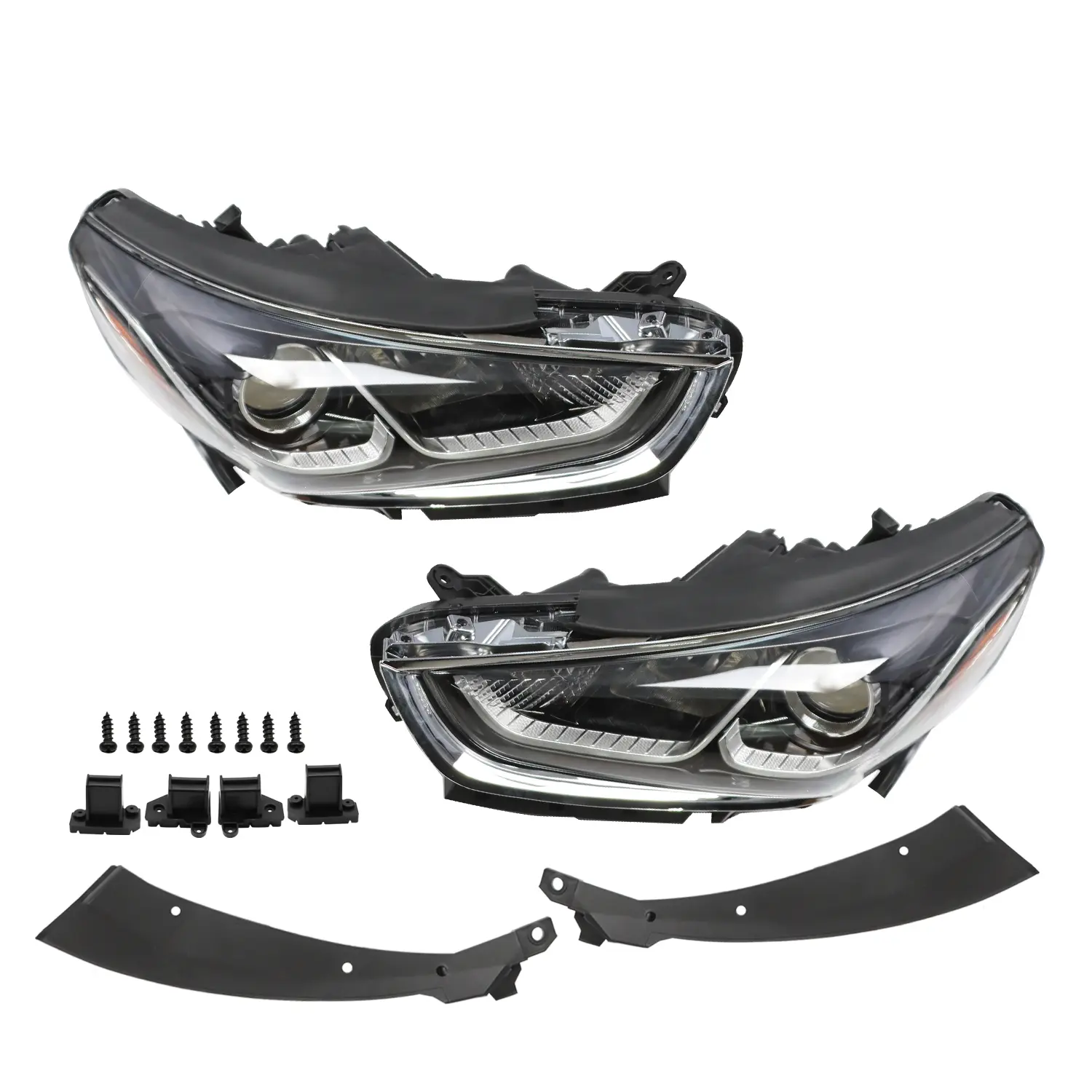Nakkaa Halogen Automotive Headlight Assemblies - 1-Pair Left & Right ABS+PC Lens Halogen Type Vehicle-Specific Fit Kit For 2018-2020 Hyundai Sonata, With Included Light Bulbs