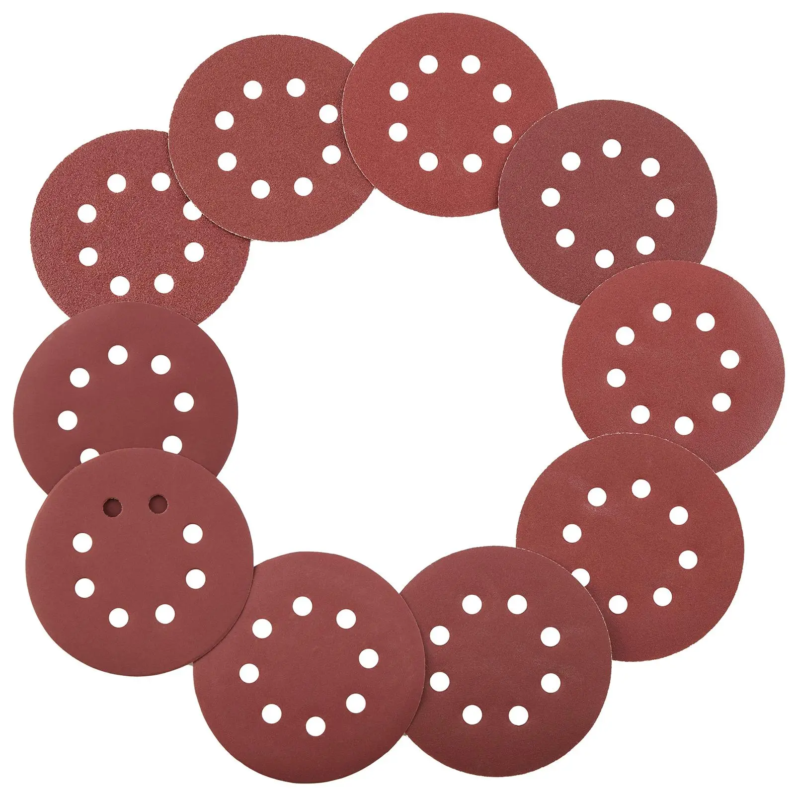 VEVOR 150 Pieces 5-Inch 8-Hole Hook&Loop Sanding Discs Set, Abrasive Discs with 10 Grits (60,80,100,120,150,180,240,320,400,600) for Orbital Sander, Dust Extraction, Metal/Wood Sanding