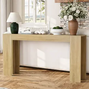 entrance, or foyer, 62.99-inch extra-long entryway table, farmhouse sofa table behind the sofa, decorative table for narrow entrances in the living room, hallway, oak-colored console table outdoorfun