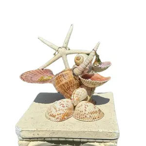Mermaid Shell Jewelry Holder - Unique Design with Starfish and Seashells for Decorative Display