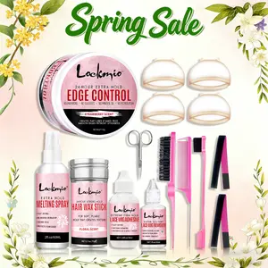 15 Count Wig Kit for Lace Front Wigs,Strong Hold Melting Sprayfor Wigs/Wig Glue Lace Glue/Hair Wax Stick/Lace Melting Band/Edge Control/Edge Brush/Wig Cap - Wig Accessory Essentials Kit,valentine's day gifts for her/him