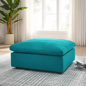 Modway Commix Down Filled Overstuffed Ottoman in Teal