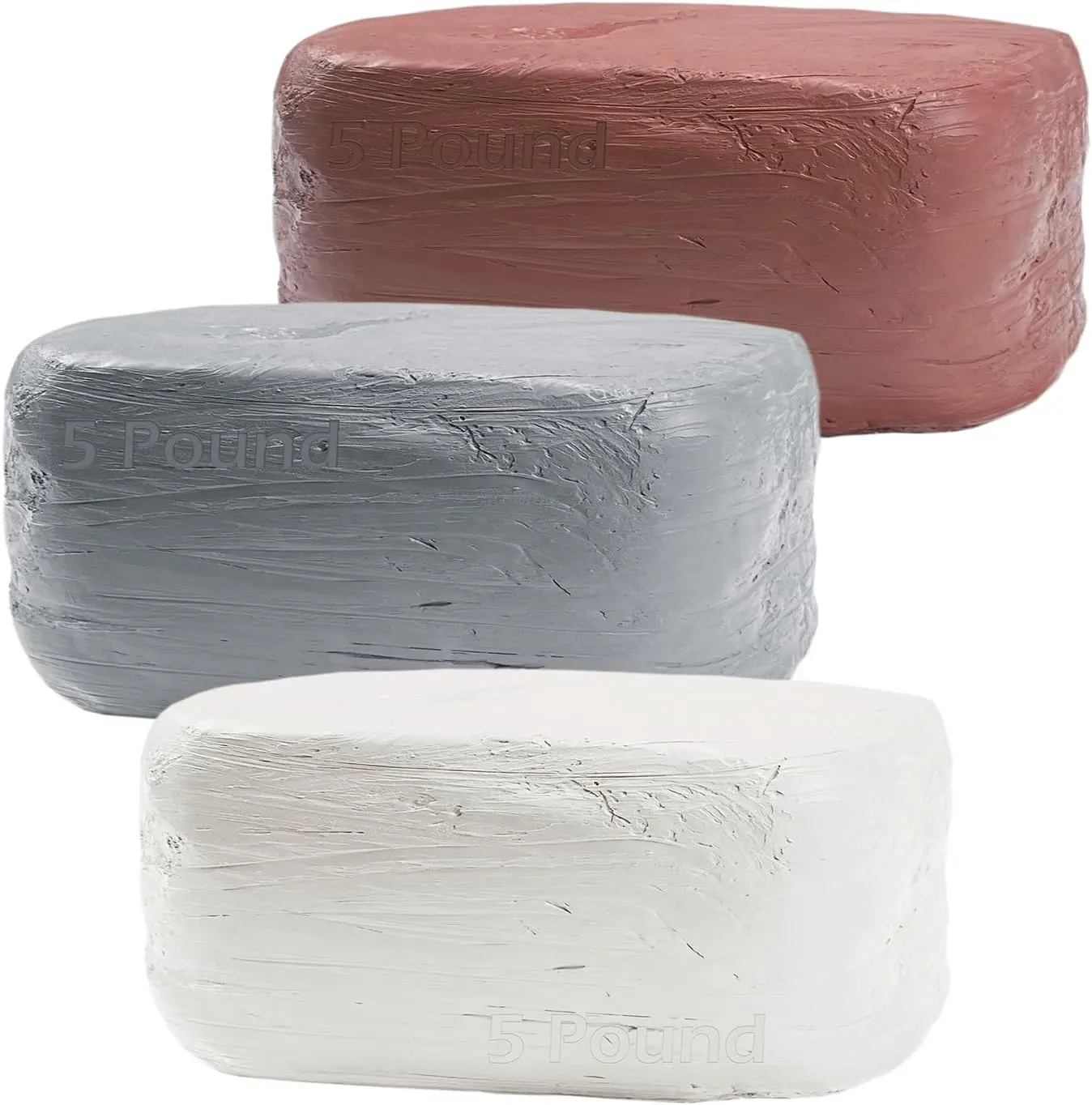 Stone Air-Dry Clay 15LB wih 3 Colors White, Gray & Terra Cotta 5lb Each- Ideal for Beginners and Advanced Sculptors All-Purpose Modeling Clay (White, Gray & Terra Cotta)