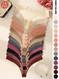 14 Pcs Thin Women's Underwear Sexy Solid Color Triangle Panties Low Waist Seamless Ladies Lingerie, Slim-Fitting All Seasons, Basic Womenswear
