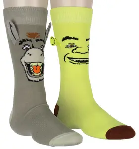Shrek Socks Donkey And Shrek 3D Ears Character Face Design Adult Crew Socks For Men Women 1 Pair