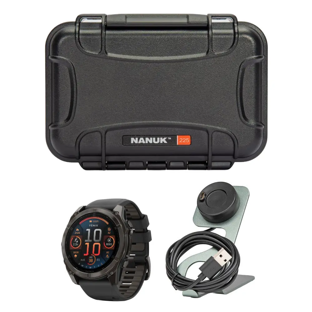 Garmin Fenix 8 Sapphire 51mm Portable Wearable GPS Smartwatch with AMOLED Display, Adjustable Design, USB Charging (Black and Pebble Gray) Bundle
