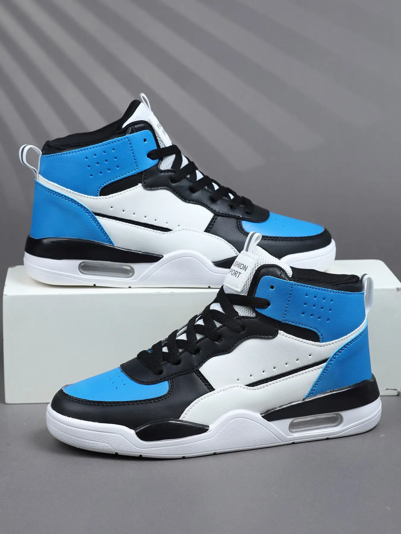 Men's New High-Top Casual Basketball Shoes, Vintage Basketball Sneakers Classic Military Sports Shoes, PU Leather Lace-Up, Thick Sole, Comfortable Breathable