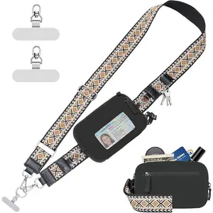 Clip and Go Strap for Phone with Wallet Crossbody Phone Lanyard with Anti-Theft Zipper Pouch Detachable Quilted Wrist Wallet Anti Theft Cute Lanyard for iPhone Case ID Holder Keys Phone Accessories Travel EssentialDaily Travel. Grey