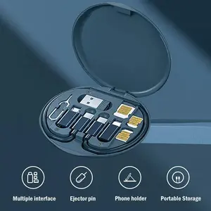 60W Multi Charging Cable Kit with USB-C Adapter Set, Type-C to Lightning/Micro USB Connectors, Portable Travel Charger Organizer for Travel Gadgets