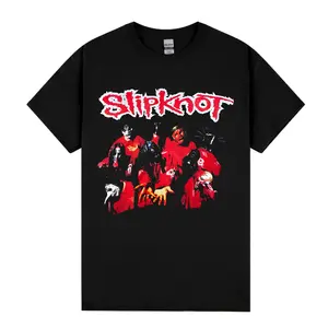 90s Slipknot Band T-Shirt Heavy Metal Grunge Style Graphic Tee Distressed Black Rock Shirt Unisex Crewneck 100% US Cotton Eco-friendly Inks - Fabric
