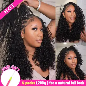 Gabrielle HAIR Crochet Hair Human Hair Extensions Miracle Knots Pre-Separated 50g/Pack (32-38 Strands Per Pack)– Knotless Boho Braids, 4-5 Packs for Full Head, Multiple Curly & Wave Textures Protective Hairstyles For Black Women#WeeklyDeals