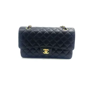 Pre-owned CHANEL Caviar Quilted Medium Double Flap Shoulder Bag / Crossbody Bag CF Black Gold Hardware