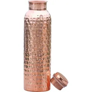 Handmade Copper Water Bottle – 34oz / 1000ml Ayurvedic Pure Copper Vessel, Leak-Proof, Durable & Washable, Reusable Healthy Drinkware