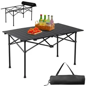 【Father's Day Gift】Outvita Folding Camping Table Portable Picnic Table, Lightweight Roll up Side Table Outdoor Camp Table for Travel Hiking Backyard BBQ Party Summervibes