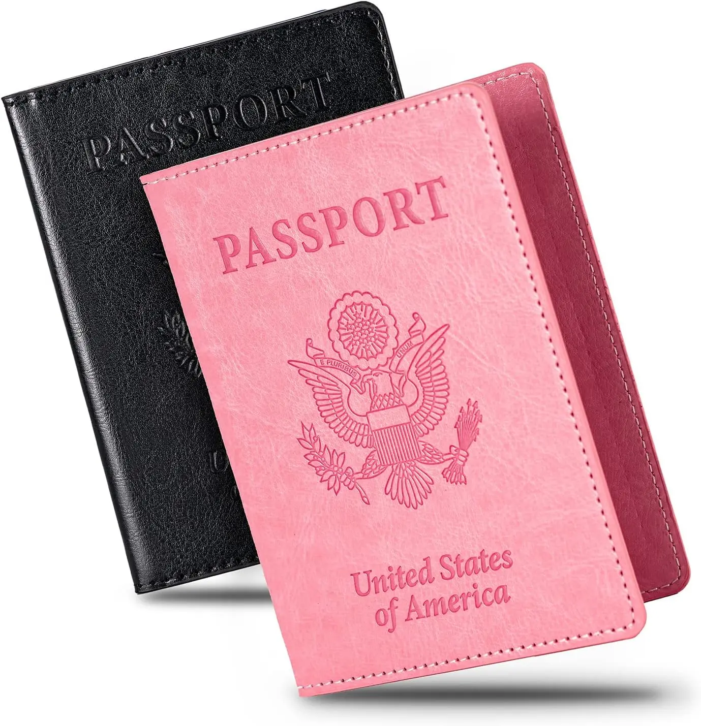 2-Piece Unisex Ultra-Slim PU Leather Passport Holder - Travel Document Holder, Built-In Organizer, Travel Accessory